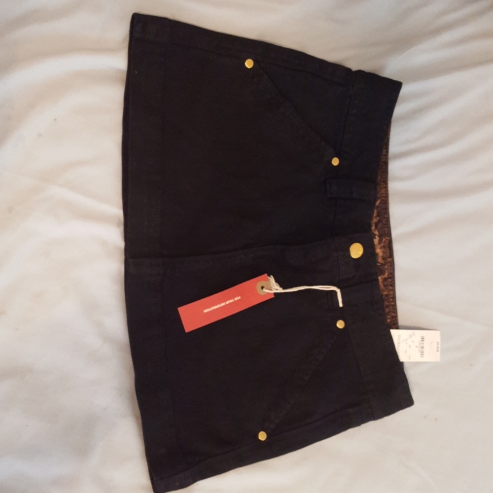 Black denim mini-skirt